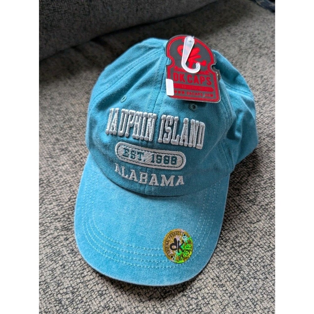 DK Caps Dauphin Island Alabama Strap Back Hat Blue Vacation SPF Protection